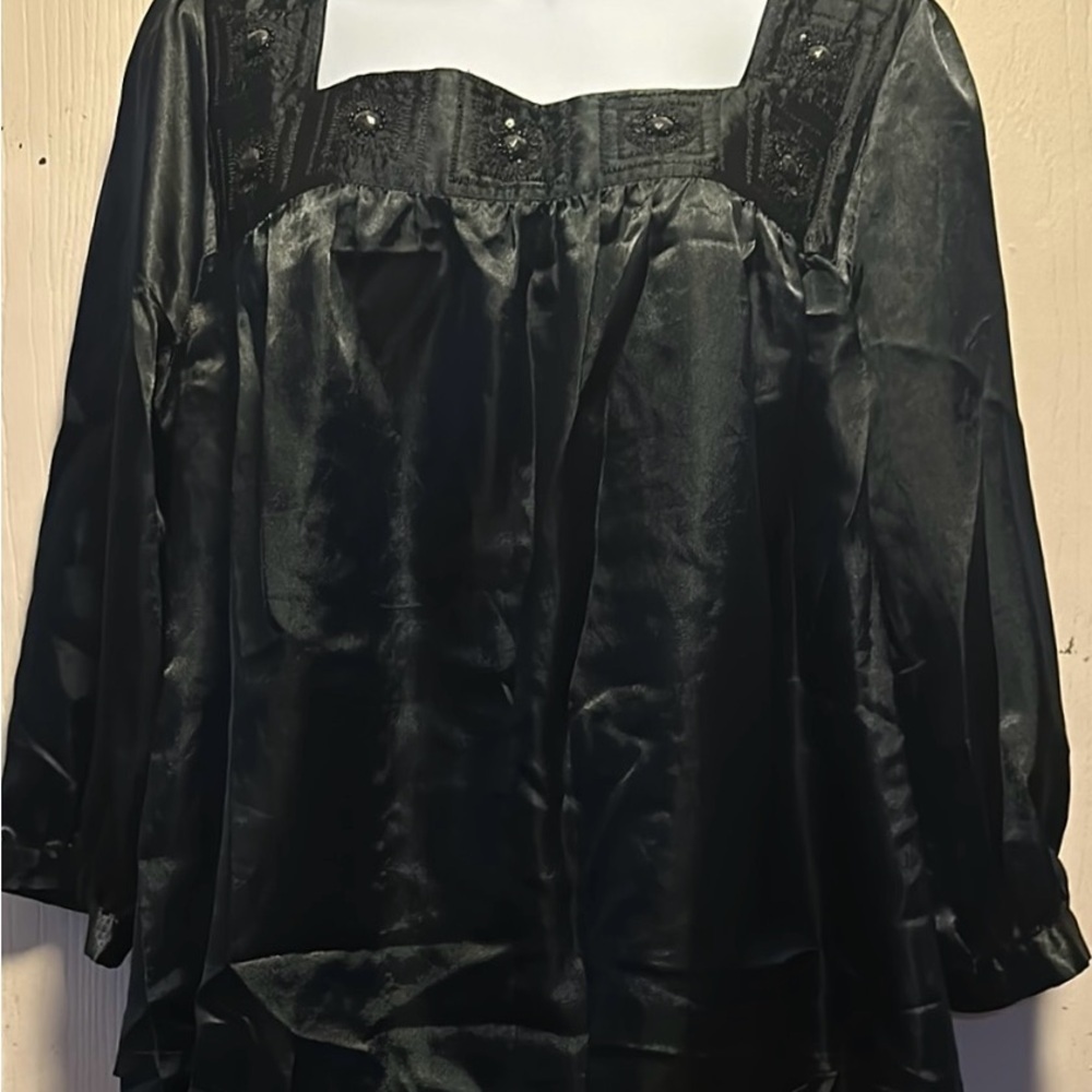 WD.NY Black Embellished Square Neck Blouse - Size L - Excellent Condition